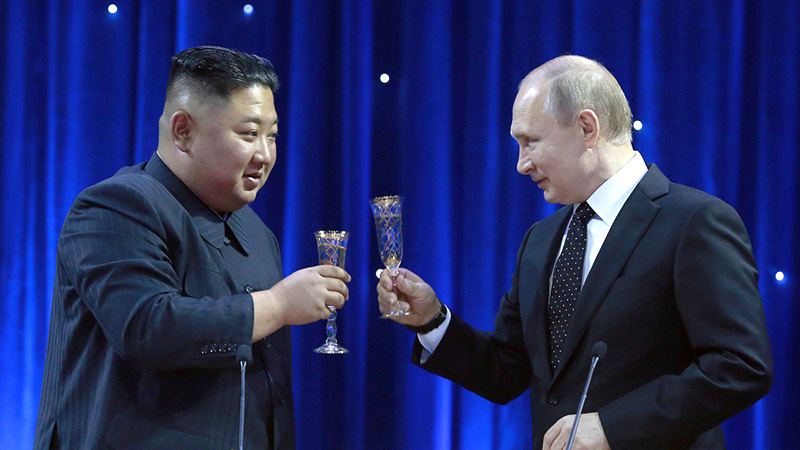 دیدار کیم جونگ اون رهبر کره شمالی با ولادیمیر پوتین رئیس جمهور روسیه