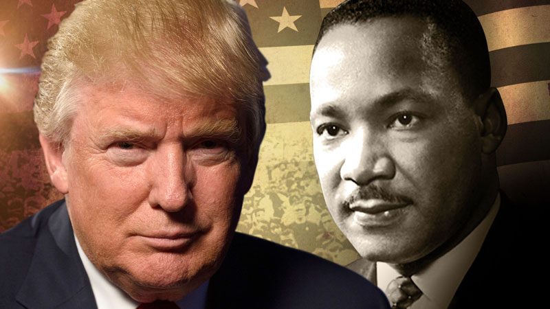 رئیس جمهور ایالات متحده آمریکا، پرزیدنت دونالد ترامپ و مارتین لوتر کینگ