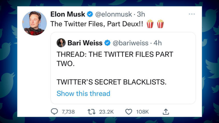 توییت ایلان ماسک در مورد لیست سیاه مخفی توییتر - دسامبر 2022