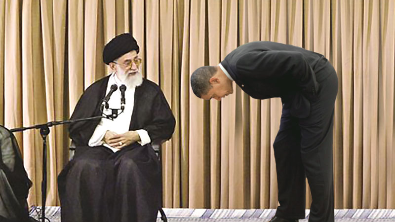 President Barack Obama bowing to Iran's supreme leader Ali Khamenei