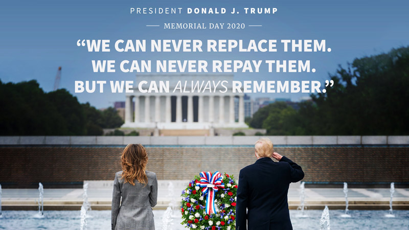 President Donald Trump and first lady Melania Trump - Memorial Day 2020