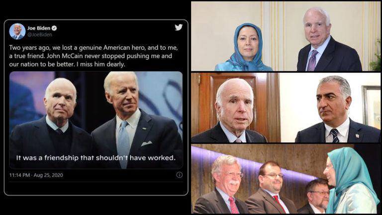 Joe Biden's tweet on friendship with John McCain - MEK - Reza Pahlavi - John Bolton